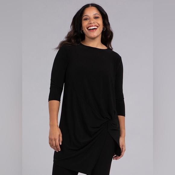 Sympli Side Twist Tunic Black 3/4 Sleeve - Picture 3 of 13